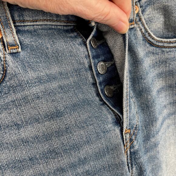 Levi's Premium Wedgie Skinny Jeans Sz 26 Button Fly High Rise Faded Distressed - Picture 3 of 12